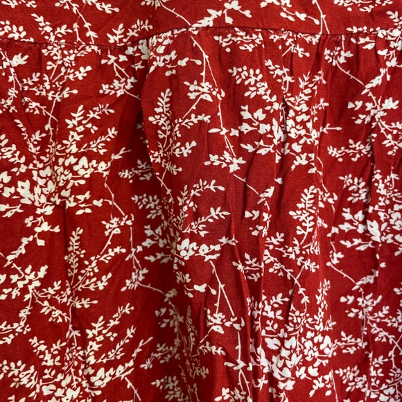 Hayden Los Angeles Mini Dress Floral Print Short Sleeve Tiered Skirt Red Medium‎ - Picture 8 of 9